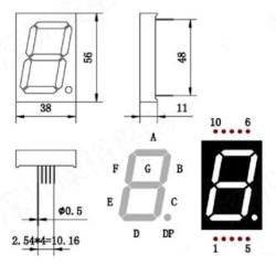 Large 1.8" Single Digit Segment Display - Super Bright Red