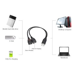 USB Splitter: 1 Male to 2 Female