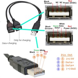 USB Splitter: 1 Male to 2 Female