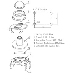 Round Metal Ball Tactile Button 6mm