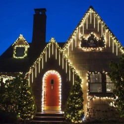 Icicle Lights Outdoor LED Solar 8 Icicles with Solar Panel 192 LEDs