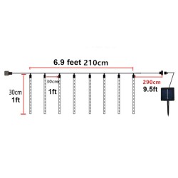 Icicle Lights Outdoor LED Solar 8 Icicles with Solar Panel 192 LEDs