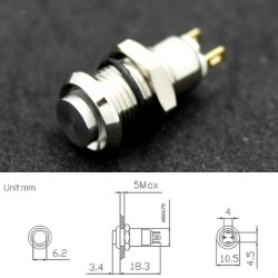 Metal Button Switch - Latching 8mm ON/OFF 2 Pin Small Round Pushbutton