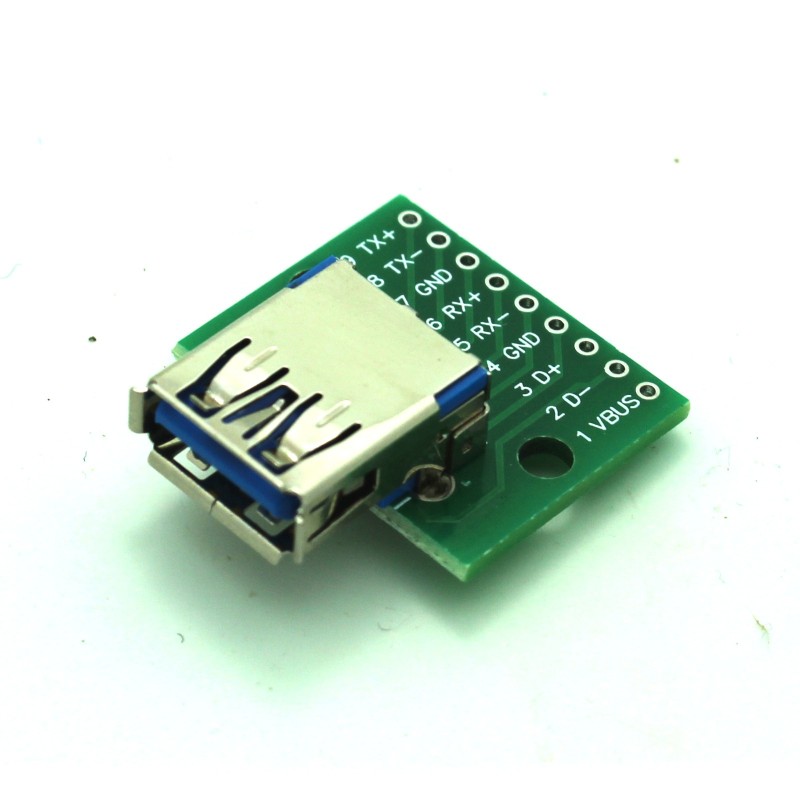 Female USB 3.0 Breakout Board Blue USB to DIP 2.54mm
