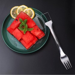 Watermelon Slicer Cutter, 2-in-1 Fork Stainless Steel Fruit Cutting Tool