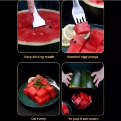 Watermelon Slicer Cutter, 2-in-1 Fork Stainless Steel Fruit Cutting Tool