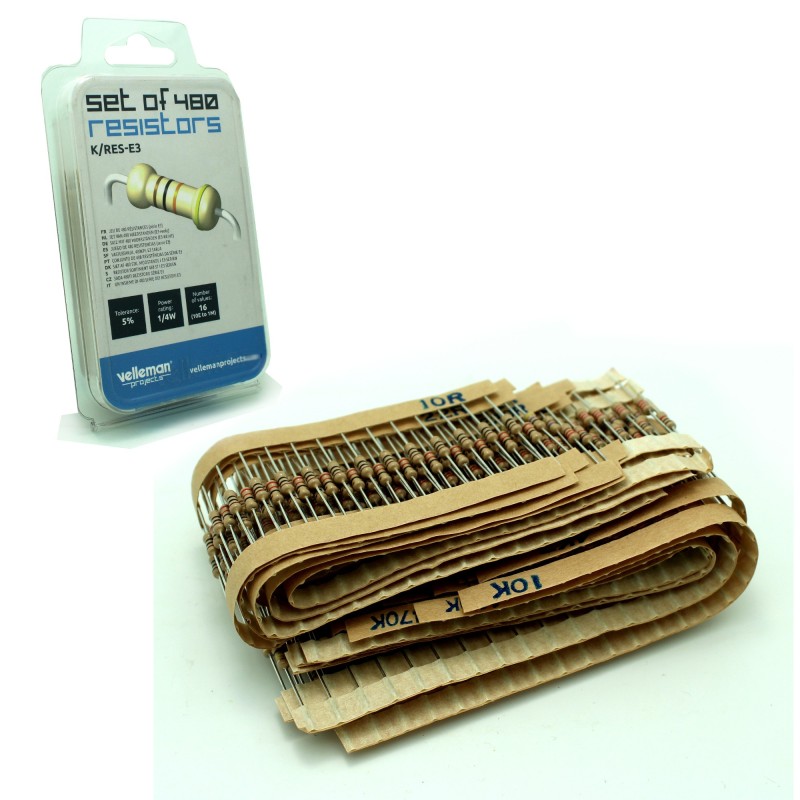 Resistor Value Pack: 480pc 1/4W 5% E3