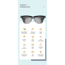 Bluetooth Smart Sunglasses with Touch Sensor Button and Built-In Speakers Microphone
