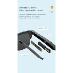 Bluetooth Smart Sunglasses with Touch Sensor Button and Built-In Speakers Microphone