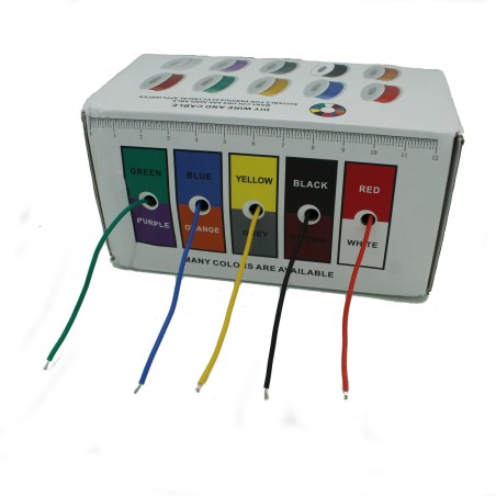 Stranded Silicone Hook Up Wire Box Set: 5 Color 50m / 164 ft Pack 24AWG