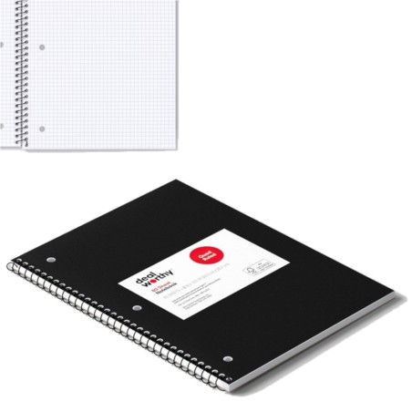 Dealworthy Graph Notebook for Math Spiral Black Quad Rule 80 Sheet