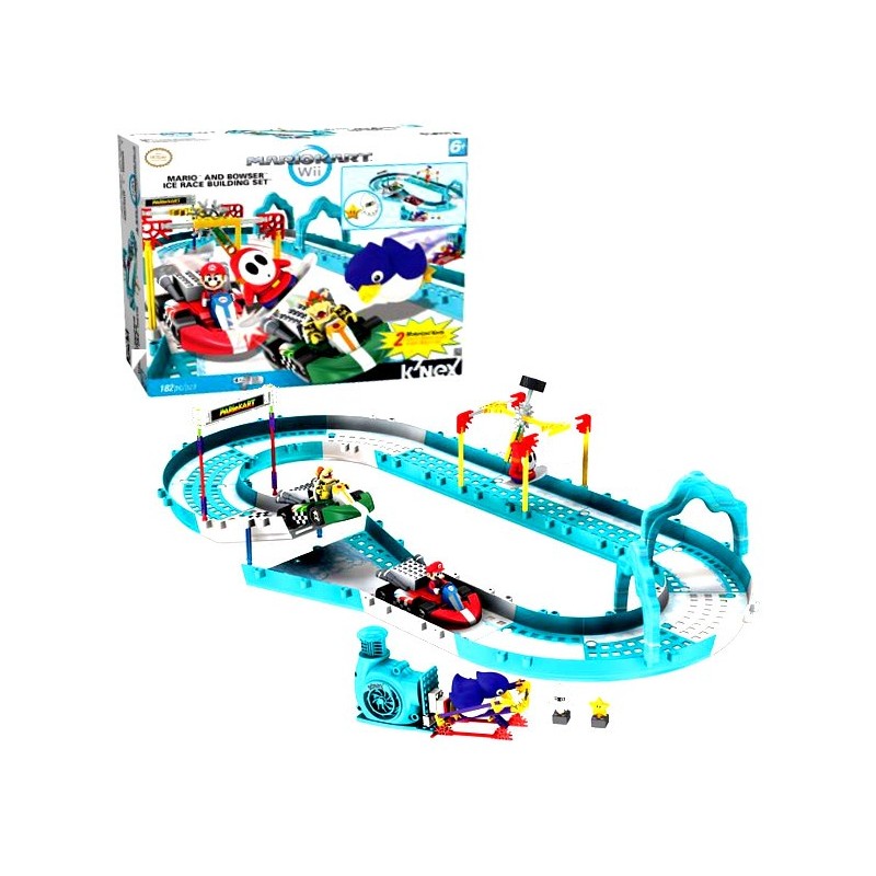 Mario Kart Ice Race Building Set Toy with Mario & Bowser
