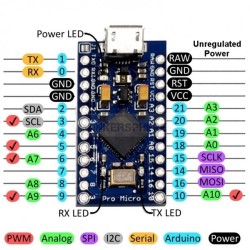 Pro Micro 3.3V/8MHz Arduino Compatible Atmega32U4 Breakout