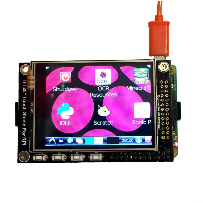 2.8" Pi TFT Touch Screen LCD Shield with Buttons for Raspberry Pi