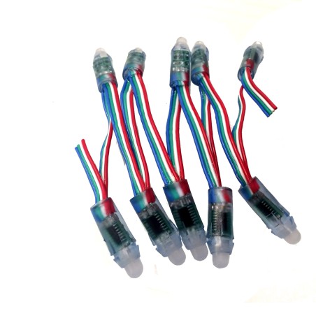 12mm Diffused Thin Digital RGB LED Pixels (Strand of 10) - WS2801