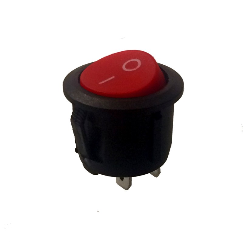 Round Red Rocker Switch SPST 2 Pin