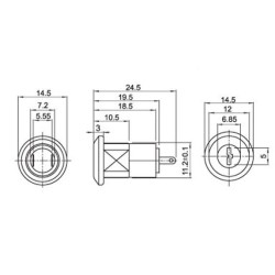 Panel Mount Key Switch with 2 Keys
