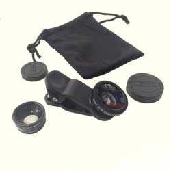 Clip-On Macro, Fisheye & Wide Angle Lens Kit for Phones