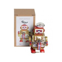 Gold Drumming Tin Robot