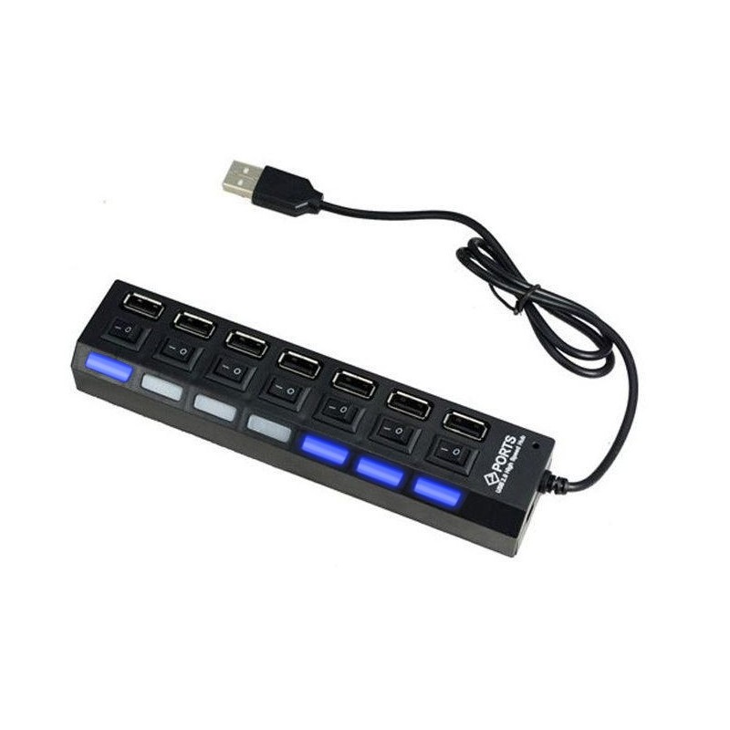 7 Port USB Hub with Individual Switches