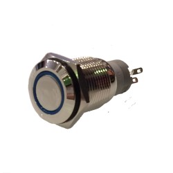 Metal Pushbutton - Latching 18mm Blue