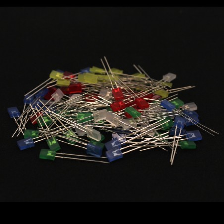 2x5x7mm Rectangle LED 5 Color 100 Variety Pack