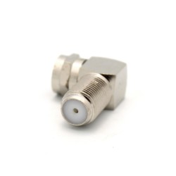 RG6 Coax F Type Male to Female Right Angle Adapter
