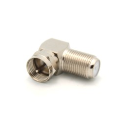 RG6 Coax F Type Male to Female Right Angle Adapter