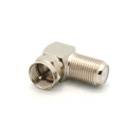 RG6 Coax F Type Male to Female Right Angle Adapter