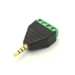 Male 1/8" (3.5mm) 4 Pole Audio Plug with Screw terminals