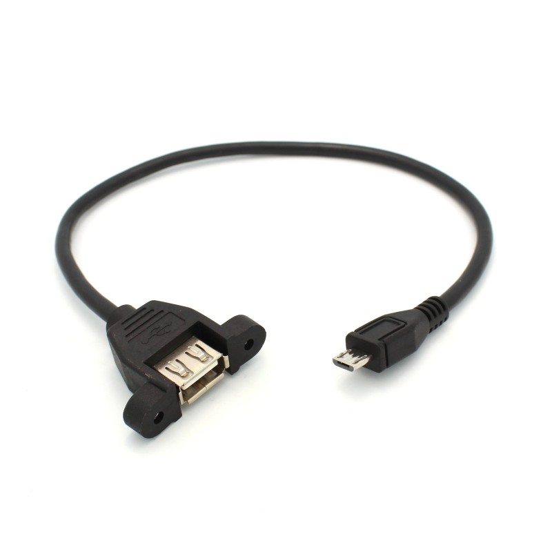 Panel Mount USB to Micro USB Extension Cable