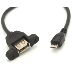 Panel Mount USB to Micro USB Extension Cable