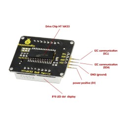 I2C LED Dot Matrix Display, Red, 8 x 8