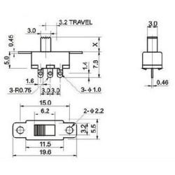 Toggle Slide Switch with Screw Mounts: SPDT