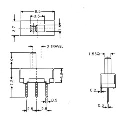 Toggle Slide Switch Breadboard & Perfboard Compatible: SPDT