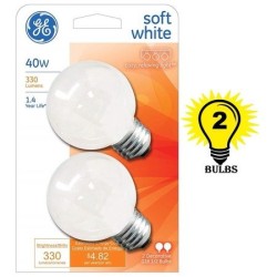 GE Soft White 40 Watt G16.5 Incandescent Globe 2-Pack
