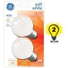 GE Soft White 40 Watt G16.5 Incandescent Globe 2-Pack