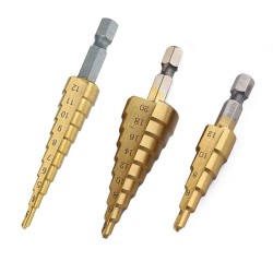 3Pcs High-Speed Steel Step Drill Bit Set