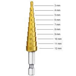 3Pcs High-Speed Steel Step Drill Bit Set