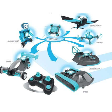 6 in 1 RC Kit: Drone, Hovercraft, Airplane, Tank, Trike and Gyrobot All in 1 Set