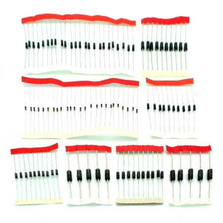 100 Pcs Diode Set: 1N4148, 1N4007, 1N5819, 1N5399, 1N5408, 1N5822, FR107, FR207