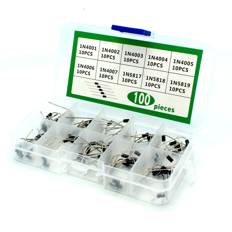 Rectifier Diode Box Set: 1N4001, 1N4002, 1N4003, 1N4004, 1N4005, 1N4006, 1N4007, 1N5817, 1N5818, 1N5819
