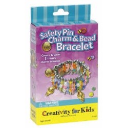 Safety Pin Charm & Bead Bracelet