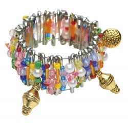 Safety Pin Charm & Bead Bracelet