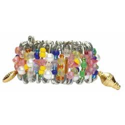 Safety Pin Charm & Bead Bracelet