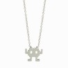 Silver Plated Space Invader Robot Necklace