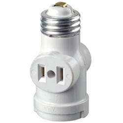 Leviton 15 Amp White Residential Grade Medium Base Lampholder Outlet Adapter R52