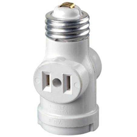 Leviton 15 Amp White Residential Grade Medium Base Lampholder Outlet Adapter R52