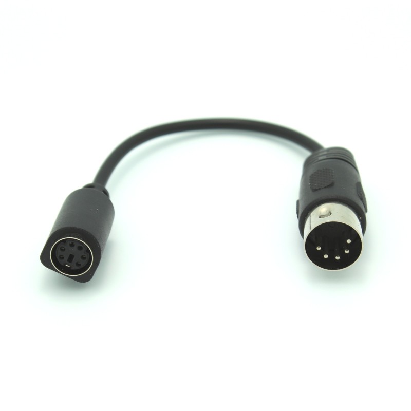 MIDI Plug  to Mini 6 Pin DIN Female Adapter Cable - 6 Inch