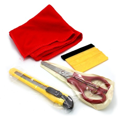 Vinyl Application Tool Set Including Felt Squeegee, Utility Knife, Microfiber Towel and Scissors